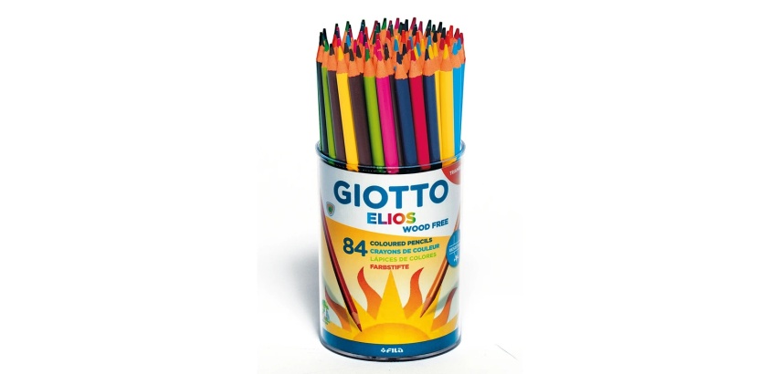 Pot crayons de couleur elios wood free giotto forme        triangulaire resine sans bois 18cm mine 2mm 84 unites
