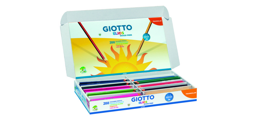 Classpack crayons de couleur elios wood free giotto forme  triangulaire resine sans bois 18cm mine 2mm 288 unites