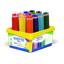 Classpack crayons de couleur mega giotto forme hexagonale  bois 18cm mine 5mm 108 unites coloris assortis