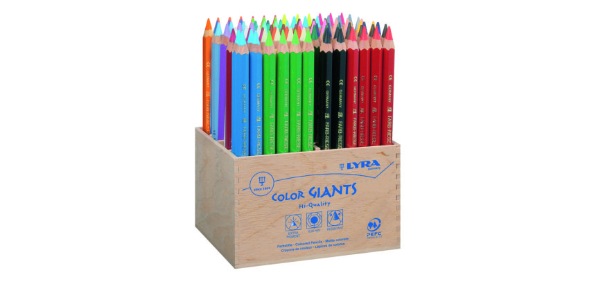 Classpack crayons de couleur geantes lyra forme            hexagonales bois 18cm mine    6mm 96 unites et 2 tailles