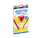 Etui crayons couleurs elios geant wood free giotto forme  triangulaire bois 17cm mine   4mm 12 unites coloris