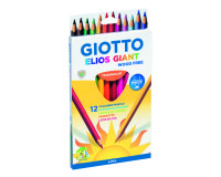 Etui crayons couleurs elios geant wood free giotto forme  triangulaire bois 17cm mine   4mm 12 unites coloris
