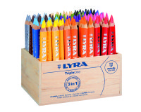 Classpack crayons couleurs triple one lyra corps         triangulaire 12cm mine 6mm 96 unites coloris assortis