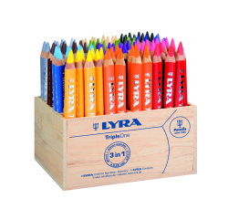 Classpack crayons couleurs triple one lyra corps         triangulaire 12cm mine 6mm 96 unites coloris assortis