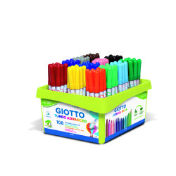 Classpack feutres turbo advanced giotto encre lavable point 2mm 108 unites coloris  assortis