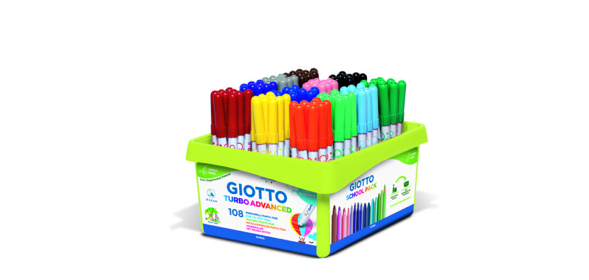 Classpack feutres turbo advanced giotto encre lavable point 2mm 108 unites coloris  assortis