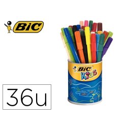 Lot bic kids visa 880 6 pots de 36 feutres pointe fine     dont 1 gratuit coloris        assortis