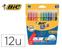 Lot bic kids couleur 12 pochettes de 12 feutres       pointe moyenne dont 2         gratuites coloris assortis