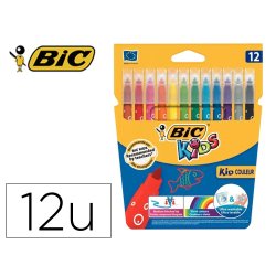 Lot bic kids couleur 12 pochettes de 12 feutres       pointe moyenne dont 2         gratuites coloris assortis