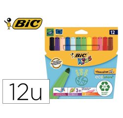 Lot bic visacolor xl 12 pochettes de 12 feutres       pointe large dont 2 gratuites coloris assortis