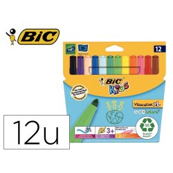 Lot bic visacolor xl 12 pochettes de 12 feutres       pointe large dont 2 gratuites coloris assortis