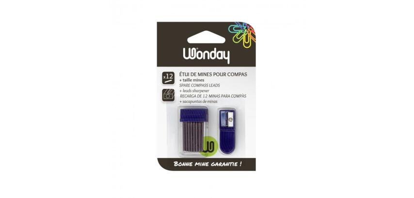 Mine wonday compas 2mm etui 12 unites + 1 taille-mines