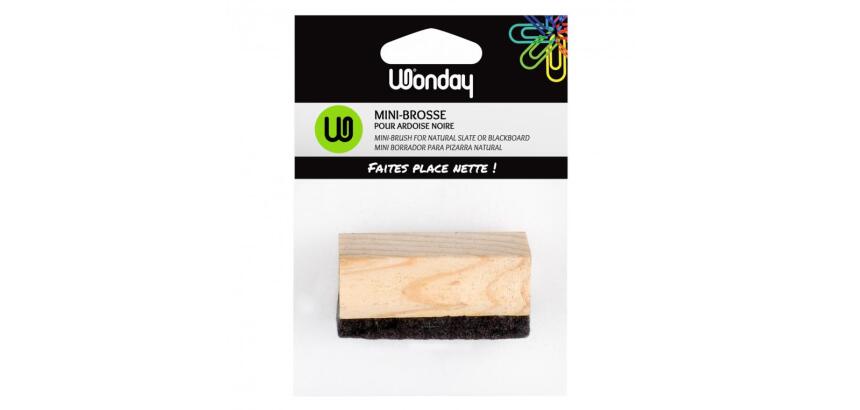Mini-brosse wonday pour ardoise noir poignee bois &   feutre 5,4x3,5x3 cm lot 3     unites