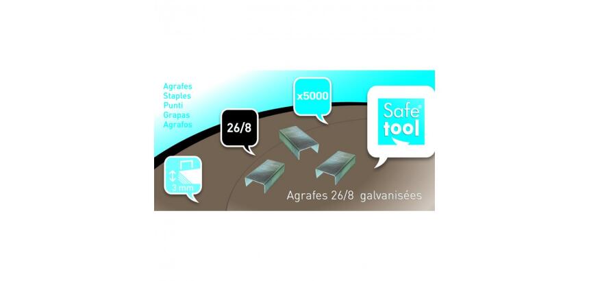 Boite de 5000 agrafes wonday n 26/8 galvanisees capacite d agrafage 3 mm