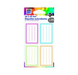 Sachet d etiquettes autocollantes wonday ecoliers 36 x 56 mm 24 unites coloris  assortis