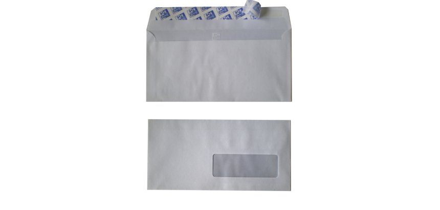 Enveloppes oxford recycle a fenetre auto adhesives avec   bande de protection 110x220mm 500 unites