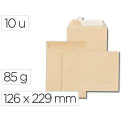Pochette gpv kraft recycle c5 162x229mm 85g sans fenetre zone adressage patte auto-adhesive paquet 10 unites