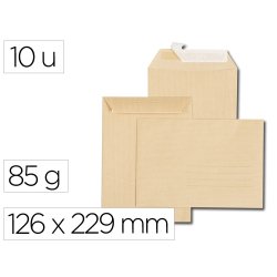 Pochette gpv kraft recycle c5 162x229mm 85g sans fenetre zone adressage patte auto-adhesive paquet 10 unites