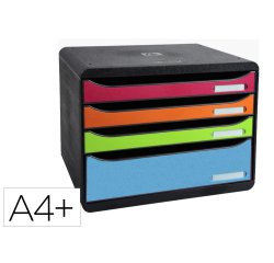 Module de classement exacompta big box 1928 a4+    recycle 4 tiroirs de coloris  assortis format a l italienne