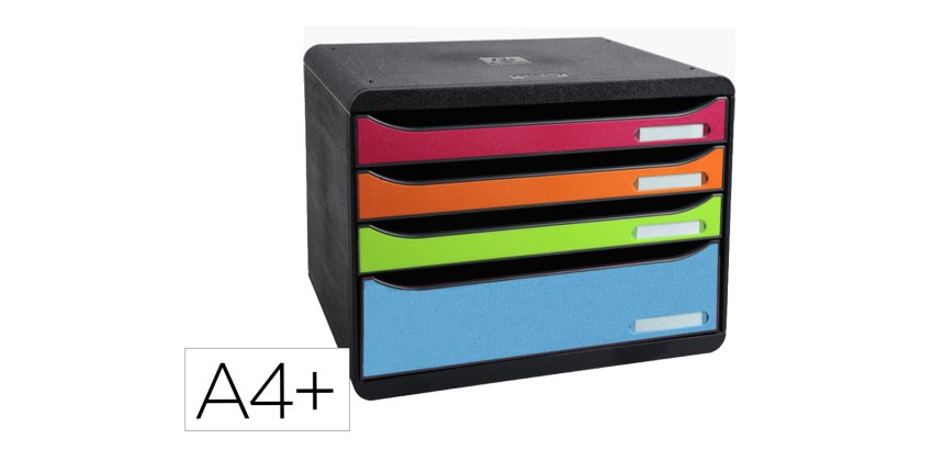 Module de classement exacompta big box 1928 a4+    recycle 4 tiroirs de coloris  assortis format a l italienne