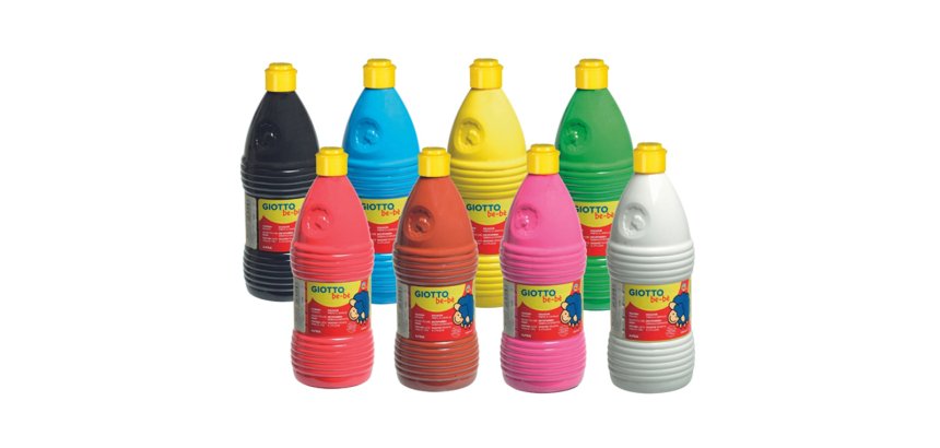 Gouache be be giotto non poreuses 1l 8 flacons coloris assortis