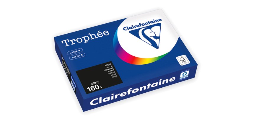 Ramette clairefontaine papier 250 feuilles a4 160g 21x29 cm coloris noir