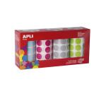 Gommette apli ronde 20mm coloris pastels assortis 4    rouleaux 7080 unites
