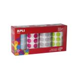 Gommette apli kids ronde 20mm coloris pastels assortis 4    rouleaux 7080 unites