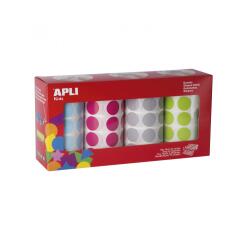 Gommette apli kids ronde 20mm coloris pastels assortis 4    rouleaux 7080 unites