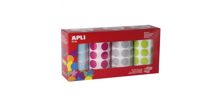 Gommette apli ronde 20mm coloris pastels assortis 4    rouleaux 7080 unites