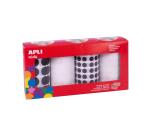 Gommette apli ronde diametre et coloris noir et blanc      assortis 4 rouleaux 13924     unites