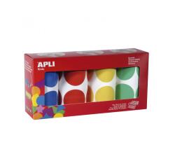 Gommette apli ronde 45mm coloris classiques assortis 4 rouleaux 1416 unites