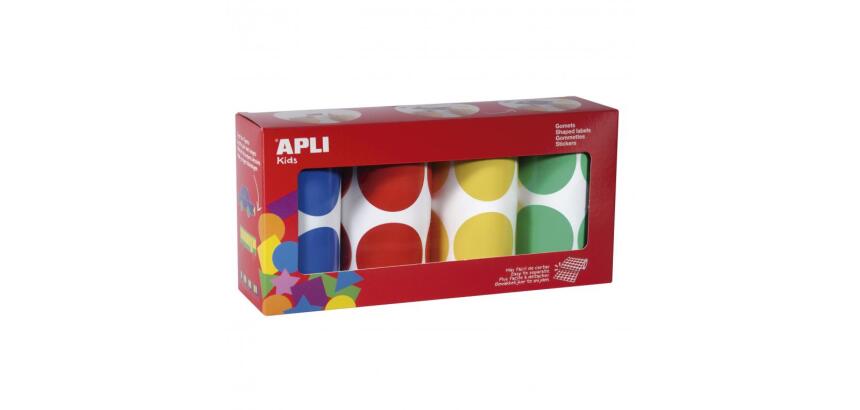 Gommette apli ronde 45mm coloris classiques assortis 4 rouleaux 1416 unites