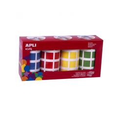 Gommette apli carree 20mm coloris assortis 4 rouleaux   7080 unites