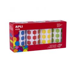 Gommette apli hexagonale 20mm coloris assortis 4 rouleaux   7080 unites