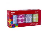 Gommette apli formes geometriques et coloris       pastels assortis 4 rouleaux   5428 unites