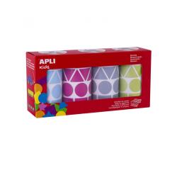 Gommette apli formes geometriques et coloris       pastels assortis 4 rouleaux   5428 unites