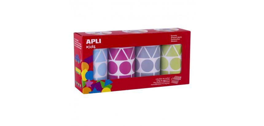 Gommette apli formes geometriques et coloris       pastels assortis 4 rouleaux   5428 unites