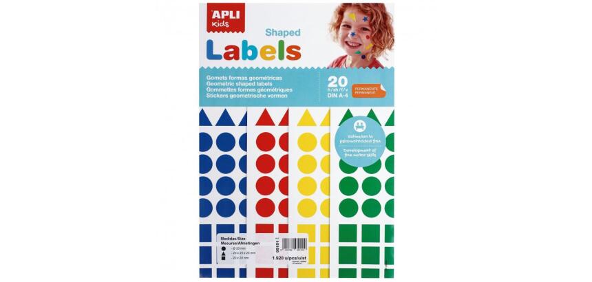 Gommette apli geometriques tailles et coloris assortis   1920 unites