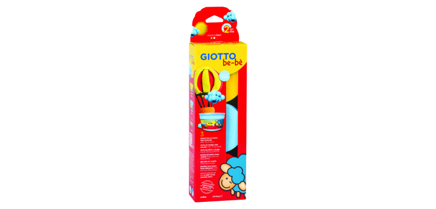 Pate a jouer be be giotto ingredients natruels matiere  vegetale 100g 3 pots coloris  bleu rouge et jaune
