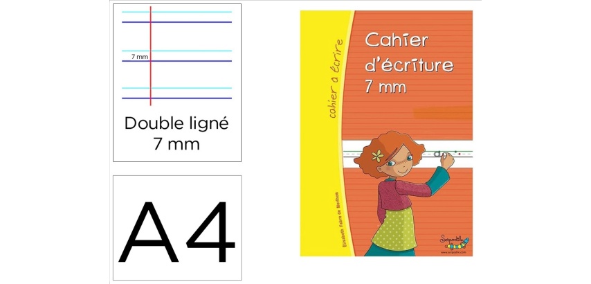 Cahier entrainement hamelin serpodile cahier d ecriture   cursive double ligne 7mm a4   44 pages avec stylo