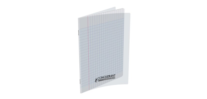 Cahier conquerant polypropylene indechirable et lavable 17x22 cm 140 pages    piqure 90g seyes incolore