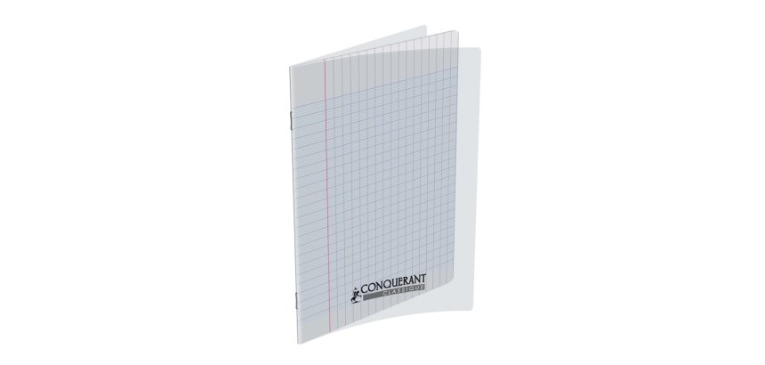 Cahier conquerant polypropylene indechirable et lavable 17x22 cm 140 pages    piqure 90g seyes incolore