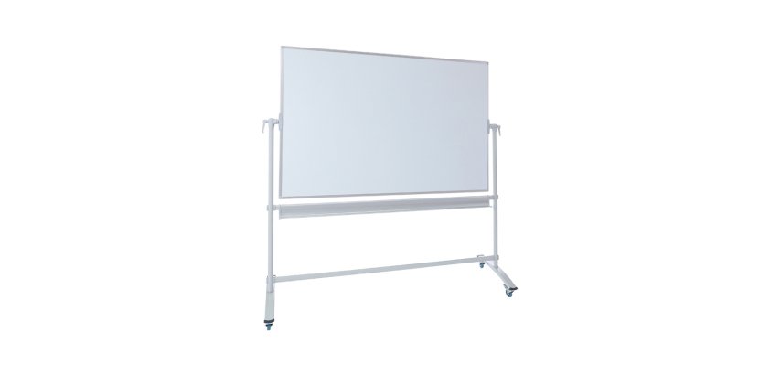 Tableau blanc mobile reversible dahle double face laque feutre effacable a sec pivotement 360 degres 4 roulettes
