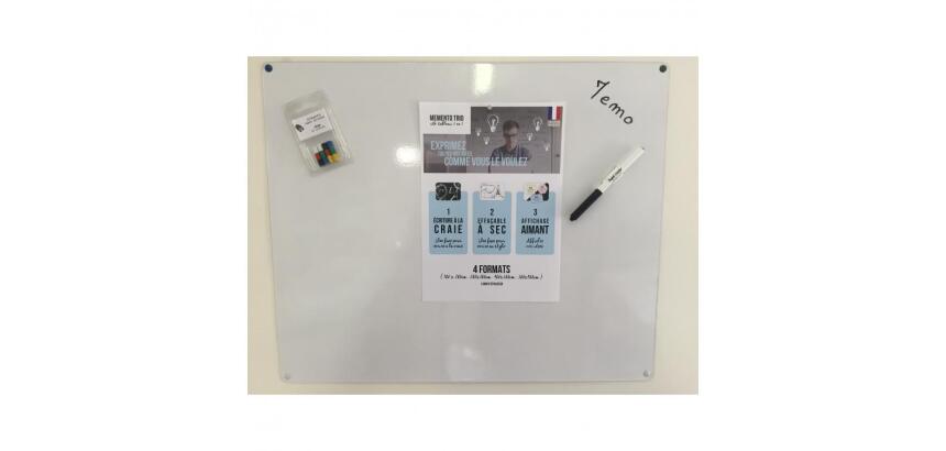 Tableau memento trio wonday 3 formes tableau noir blanc     effacable a sec et aimant 48  x 58 cm