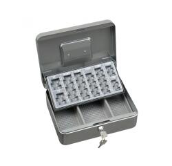 Caisse a monnaie wonday avec monnayeur coulissant euro en  metal serrure a cylindre      coloris gris