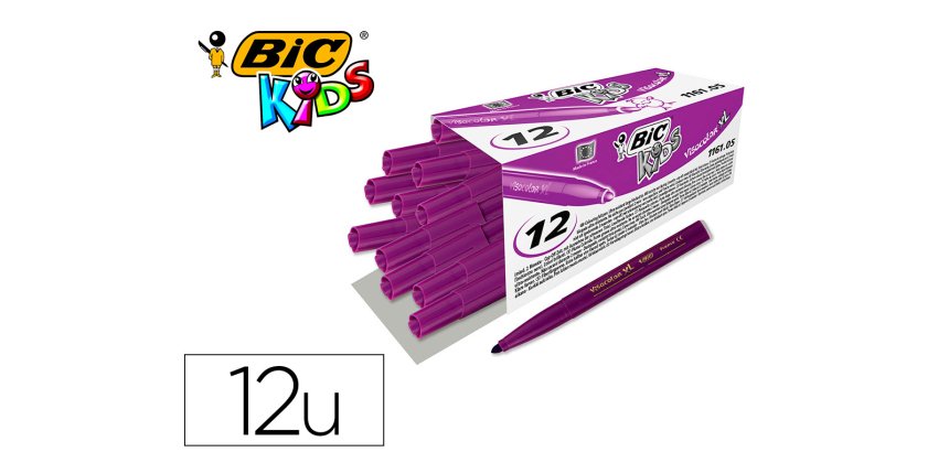 Feutre bic kids visacolor xl encre lavable pointe large    bloquee coloris violet