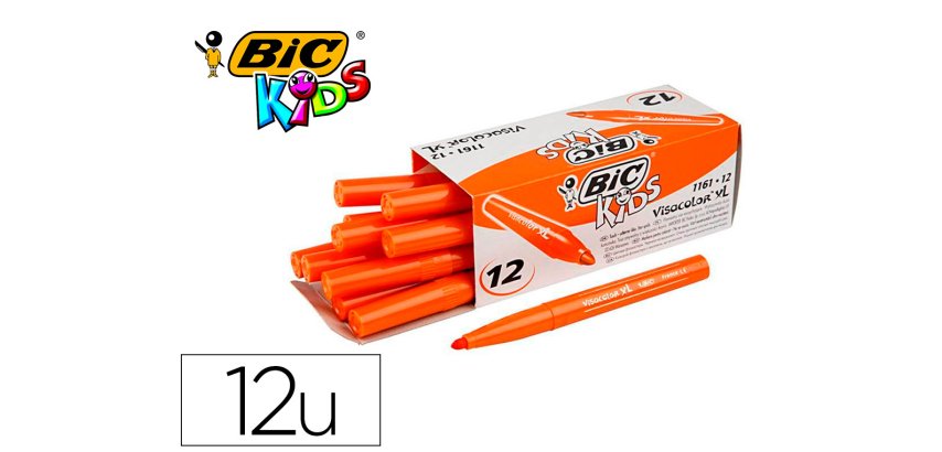 Feutre bic kids visacolor xl encre lavable pointe large    bloquee coloris orange