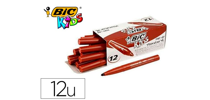 Feutre bic kids visacolor xl encre lavable pointe large    bloquee coloris brun