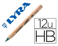 Crayon graphite lyra ferby nature b gros module 12cm bois de hetre corps triangulaire mine 6mm etui 12 unites